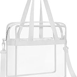 Clear Tote Bag Clear Bag Stadium Approved 12x6x12 Stadium Bag for Work, Sports Games,Gym, White, Large-image-4