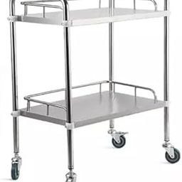 Bigapple Stainless Steel 2 Shelf Medical Instrument Trolley (60 L × 40 W × 86 H CM's) Comes with 2 Lockable Wheels-image-24