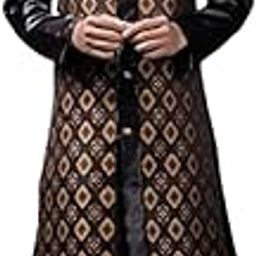 Mens Ethnic Wear Yellow Pattern Indo Western Pajama Set-13