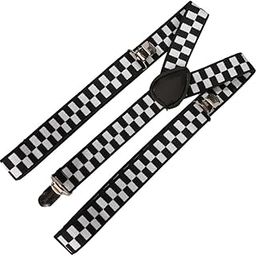 Black and White Checkered Clip-on Braces Elastic Y-back Suspender 37 x 15/16 inch | Clothing Shoes & Accessories | Mens Accessories | Suspenders Braces-image-19