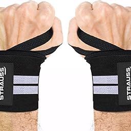 STRAUSS Cotton Wrist Wrap Band with Thumb Loop Straps & Closures | Adjustable & Breathable Material | Gym Accessories for Weightlifting, Workouts & Strength Training | (Black & White)-6