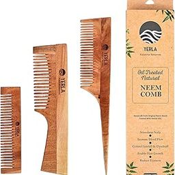 YERLA Kacchi Neem Wooden Comb - Soaked In Herbs Oil - Ideal for all hair types: straight, curly, thick, or fine, for Unisex (Handle Comb, Pocket Fine & Pintail) Combo Pack of 3-image-6