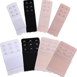 D Club Senkary 8 Pcs Bra Extender 2 Hooks/ 3 Hooks Elastic Stretchy Bra Extension Strap, 3 Rows, 4 Colors, Multicolor, 9.8 (L) x 3.2 (W) cm; 9.8 (L) x 5.8 (W) cm-11
