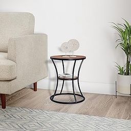 Amazon Brand - Solimo Trankyl Durable Round Bedside Table (Mango Wood with Natural Finish)-image-76