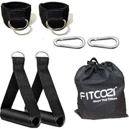 Fitcozi Resistance Band Handles for Straps Workout - 2 Pcs Grip Attachment Parts 2 Pcs Ankle Straps with Stainless Steel D-Ring for Cable Machine 2 Pcs Carabiners 1 Pc Bag Set-image-86
