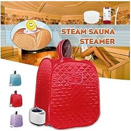 STEAM Sauna Bath for Wight Loss Personal Sauna Bath for Home Ultra Premium Portable Bath Panchkarma Swedan Machine (Red)-image-1