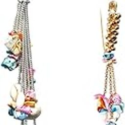 Silver Plated challa waist keychain And Bros Pin With Multi Colour Sea Stone for women & Girls-image-55