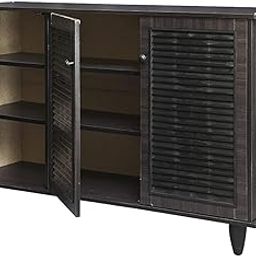 WT-EASYCARE Engineered Wood Shoe Cabinet, Floor Storage Container with 3 Doors for Entryway, Bathroom, Living Room – (Color – Wenge)-image-13