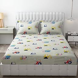 Cartoon-Themed Kids Elastic Fitted Bedsheet - Wrinkle-Free, Premium Cotton, Breathable Fabric, Double Bed Size 72x78x8 Inch, Fade-Resistant, Hypoallergenic-image-21