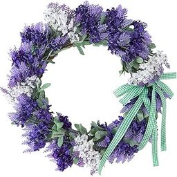 HEAVENGLOW Simulation Lavender Wreath for Front Doors Wedding Party Summer Dark Purple-image-31
