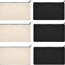 Lify DIY Craft Blank Bag Canvas Makeup Pencil Pouch with Zipper- Multipurpose Pen Pencil Case Cotton Canvas Cosmetic Bag Travel Cosmetic Bag -6 Piece Pack-26