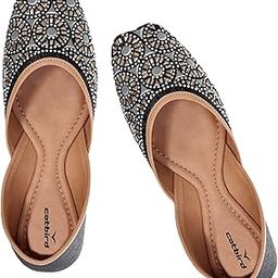 Women's Stone Work Traditional Embroidered Flats Punjabi Jutis-image-82