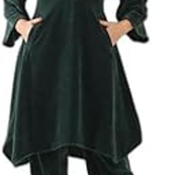 Women's Velvet Green Winter Set-image-90