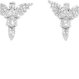 quecy Men's Angel Wing Diamond Earrings, Hip-Hop Style - Silver-picture-31