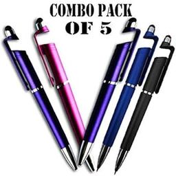 Supreme Rubber Quality Shopee (Pack of 5) Universal 3in1 Stylus Pen, Tablet Touch Screen Stylists, Painting Pen Digital Pens with Mobile Stand Multi-Color-20