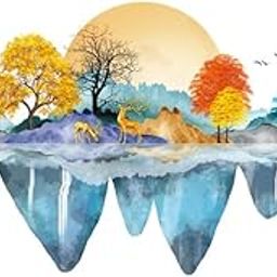 JAAMSO ROYALS Blue Hill with Animals Wall Stickers for Kids Room (60CM x 90CM)-image-48