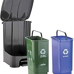 Nayasa superplastt Twin Bin Dry and Wet Waste Dustbin (35 L), Plastic, Green and blue, Step-On-18