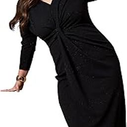 Women's Glitter Karera Side Knot Midi Dress Casual-image-55