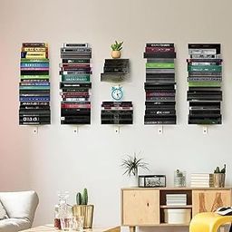Invisible Floating Bookshelf Wall Mounted Book Organizer for Bedroom Kitchen Black-image-52