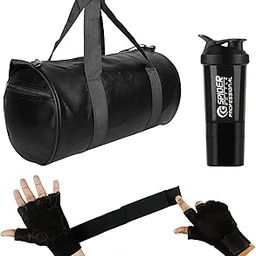 (2024 New) Gym Accessories Combo Set for Men and Women Workout with Duffle Bag, Gym shaker,2in1 Gloves - All-in-One Fitness Gym Kit (Pack of 3) (BLACK) (BLACK)-image-40