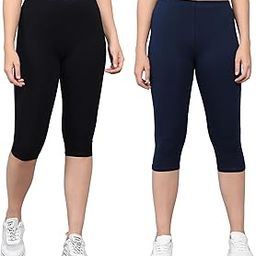 Pinkshell Plain Calf Length Capri Combo for Women - Active Workout Running Cotton Lycra Slim Fit Three Fourth Pants-image-13