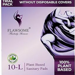 Flawsome Plant-Based Sanitary Pads for Women L size| Ultra-Thin, Rash-Free, Toxin-Free, Ultra-Soft | For Sensitive Skin Super Absorbent, Leakproof, 50% Wider Back|Without Disposal Covers (Pack of 10)-picture-16