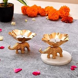 CraftVatika Elegant Metal Tea Light Candle Holder Set of 2 for Home Decor - Modern Design, Wedding & Diwali Decoration - Handcrafted Tabletop Decorative Holder - Indoor & Outdoor-image-53