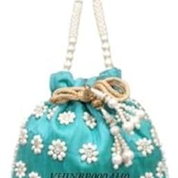 Potli | Polysilk Handbags for women | Embroidered Women Potli Bag | Traditional Indian Potli Bags | Drawstring Bags for Wedding Use-image-80