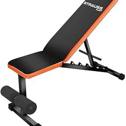 Strauss Adjustable Heavy Duty Workout Gym Bench | Home Gym Bench for Multipurpose Exercises | Incline Decline Bench with 7 Positions | Fitness Bench for Bench Press, Chest Press,(Black/Orange)-image-69