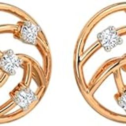 18 KT Rose Gold Entwined Circlet Diamond Stud Earrings for Women-image-28
