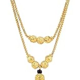 925 Sterling Silver 1 Gram Gold Plated Traditional Mangalsutra Double Chain Necklace with Black Beads For Women | Hypoallergenic | Chandi Necklace | Gift For Wife-6