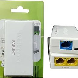 PARUHT POE Repeater 10/100Mbps 1 to 2 POE Extender Networking Device, Supports 2 Cameras up to 100M, External Power not Required, POERE-18