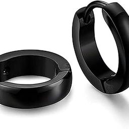 Mens Jewellery Valentine Black Stud Bali Hoop earrings for men/Ear rings Combo For Men/Gents/Boys/unisex Non-Piercing Ear mens jewellery Cubic Zirconia Copper, Brass Hoop Earring-12