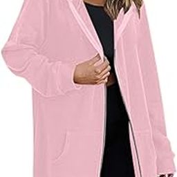 Extra Long Hoodies for Women Long Sleeve Comfy Full Zip Up Lightweight Fall Sweatshirts-image-10