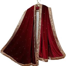 Women's Self Design Velvet Dupatta-image-19