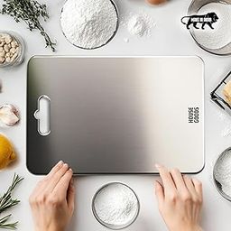 HOUSE GOODS Steel Chopping Board for Kitchen Large 35 X 25 CM, Premium 304 Grade Stainless Steel Cutting Board, Rust-Free, Anti-Bacterial, Chef Approved, Ideal for Vegetables, Fruits, Meat-29