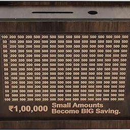Wooden Money Saving Box with Daily Savings Chart, 20x15x6 cm, 1 Lakh Rupees Capacity-image-5