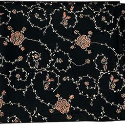 A black Kantha Work Shawl With Delicate Floral Embroidery.-28