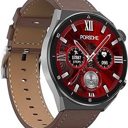 Salora uWear Smart Watch 1.5” Round Display, BT Calling, 250+ Watch Faces, Heart & SpO2 Monitoring, 21 Sports Modes, Waterproof & 7Days Battery for iOS Android (Dark Grey+Black) Extra Leather Strap-picture-0