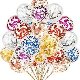 Mystic Toy Store 20 Pcs Confetti Balloons for Birthday Decoration Kit Multicolour Boys Girls Kids Men Women Pack Items Itm Set Pre Filled Transparent Confetti Balloons-19