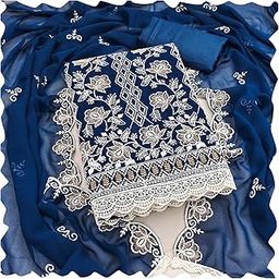 Women's Georgette embroidery Chicken work unstitched Dress Material for women pakistani punjabi churidar material ladies Dress Material with dupatta-image-75
