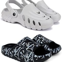 Combo Pack of 2 Slipper/Flip Flops/Slides/Clogs/Sandals for Men (Clogs-100-M, YN-11)-1