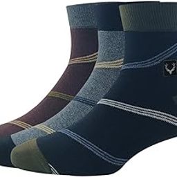 Men's Cotton Quarter Length Socks (Pack of 3) Brown, Anthra Melange, Black-image-3