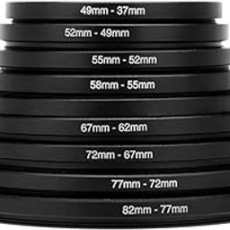 wangzhch 9/18Pcs Camera Lens Filter Step Up & Down Ring Adapter Metal Filter Adapter Ring for All Camera DSLR 37-82 82-37mm Mount Set Kit(82-37mm)-image-54