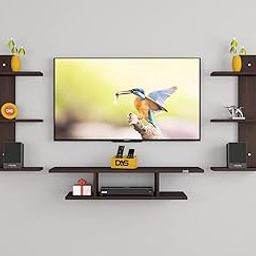 DAS Dexter Pro Max Wall Mount TV Entertainment Unit/with Set Top Box Stand with Wall Shelf Display Rack for Living Room Black & Flowery Wenge (Ideal for up to 43") Screen-image-40