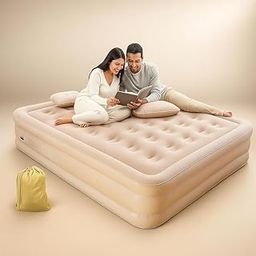 Acorn Crafts Inflatable Bed - Inflatable Elevated Air Bed with Built in Pump, Soft Flocked Top, Ergonomic Support, Portable & Compact for Home, Travel, Camping & Guests (Double Bed)(size-190x200x40)-image-70