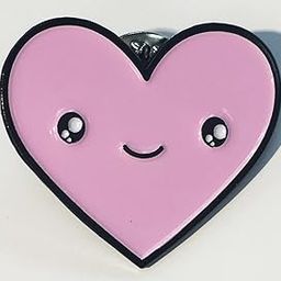 Cute Pink Heart Kawaii Face Enamel Lapel Pin-image-33