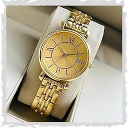 Women Analogue Wrist Watches for Women's & Girls&Miss&Ladies Diamond Studded Roman Dial Brown Colored Stylish Bracelet Strap-image-95
