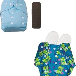 Kritiu Reusable Cloth Diaper with Quick Dry Pads | High Absorbent Washable Diaper | Combo Pack | Light Blue with 2 White Pad and Sky Blue Plain Diaper with Pad (DIA.2-WH.PAD.WIPB-SK)-image-25