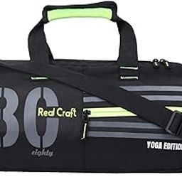 Polyester Duffle/Gym Bag/Shoulder Bag for Men & Women with Separate Shoes Compartment (19 inch X 9.5 inch) (Black with Light Green highlites)-image-81